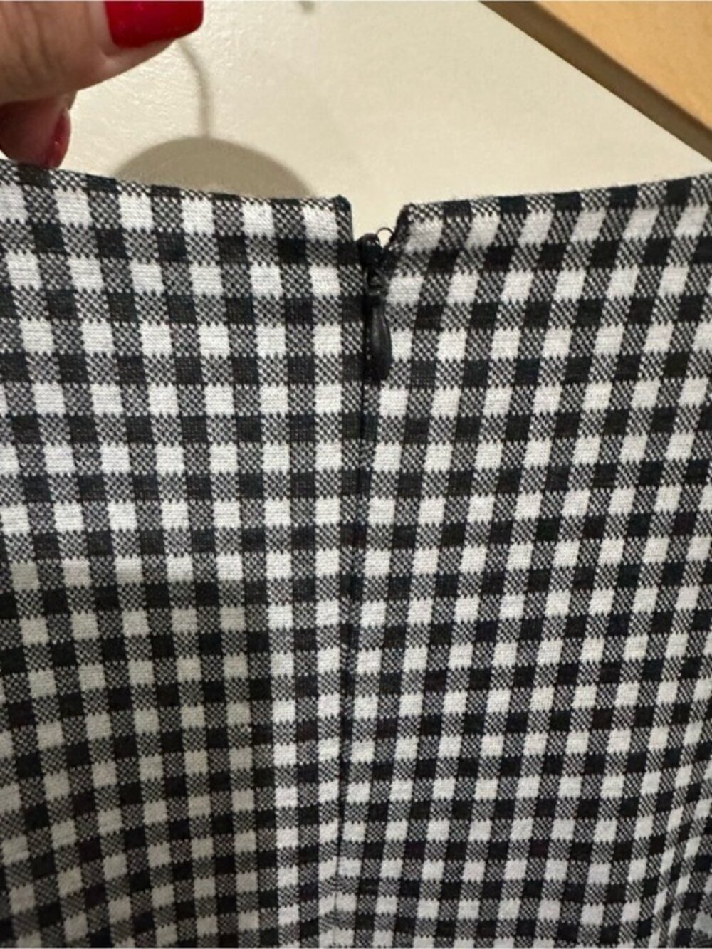 Calvin Klein Gingham Midi Dress Black White Tie Waist Size 6 Cottagecore - Picture 11 of 12